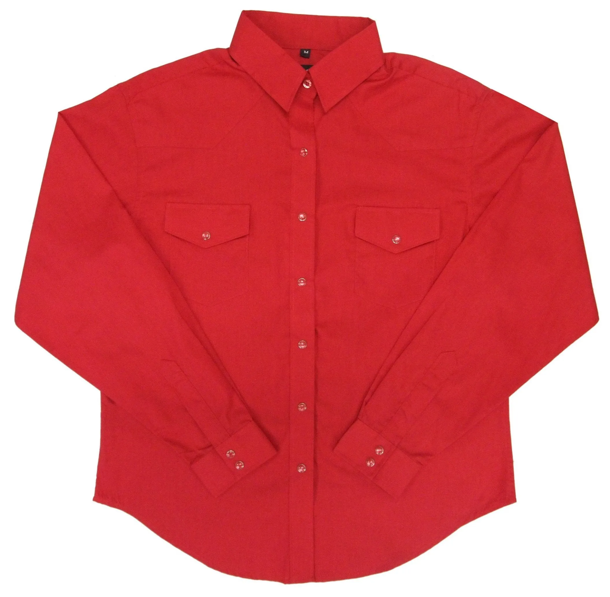 Women's Western Shirt: White Horse Solid Broadcloth Red