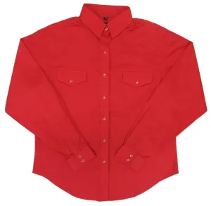 Women's Western Shirt: White Horse Solid Broadcloth Red