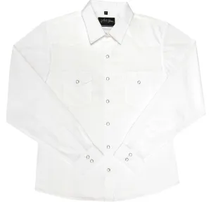 Women's Western Shirt: White Horse Solid Broadcloth White
