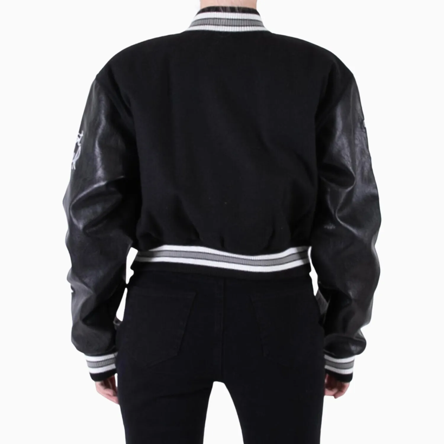 Women's Wool Crop Varsity Jacket With Patch
