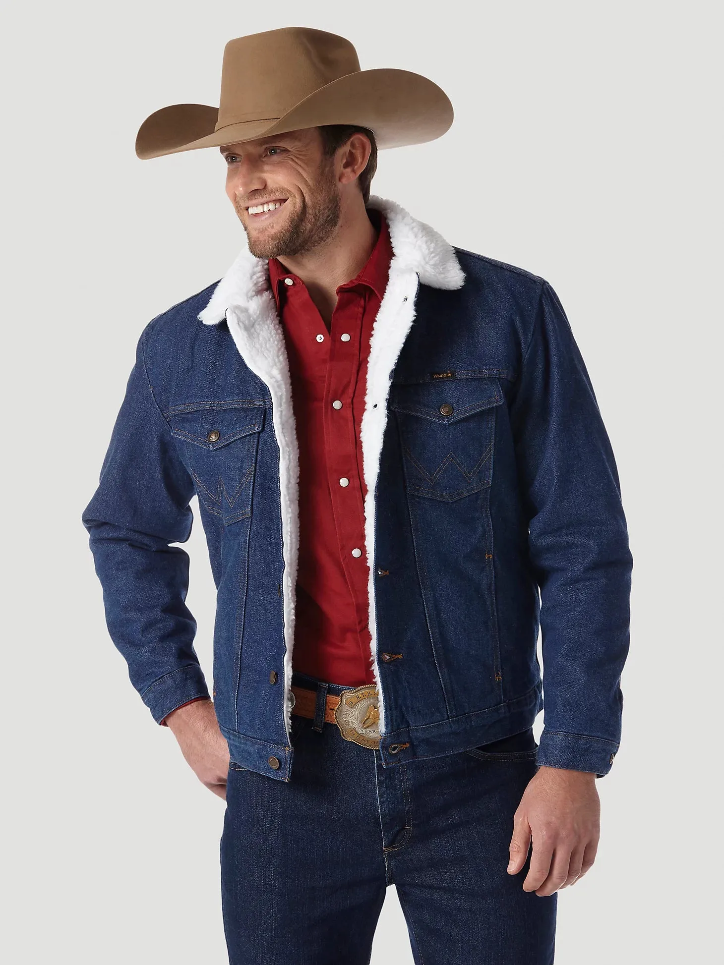 WRANGLER® WESTERN SHERPA LINED DENIM JACKET - PREWASH
